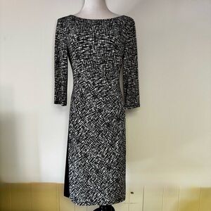 Lauren Ralph Lauren Black and White Patterned Dress NWT